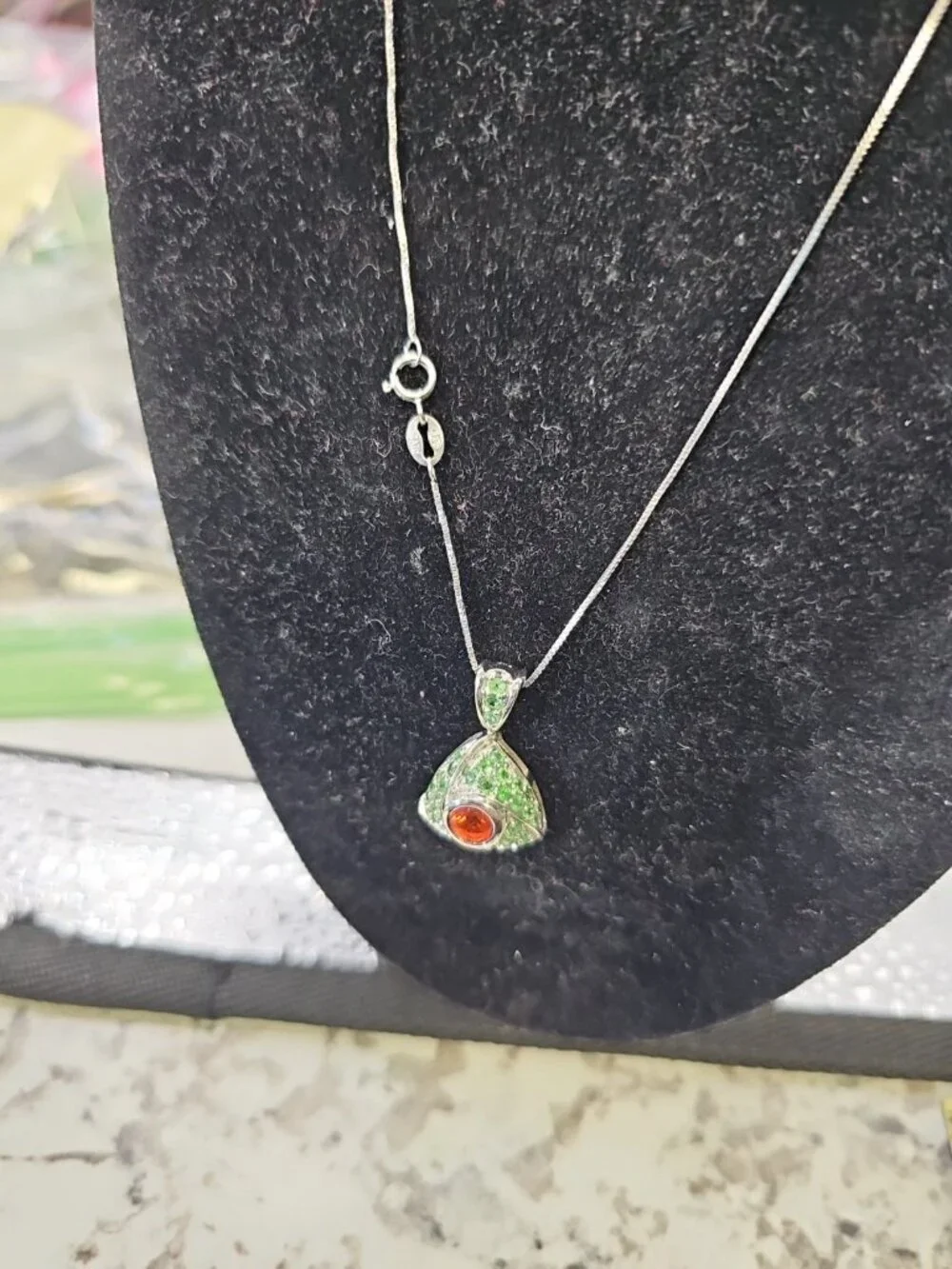 Necklace  .925 Sterling Silver Box  Link Spring Ring Clasp 16 Inches   Pendant